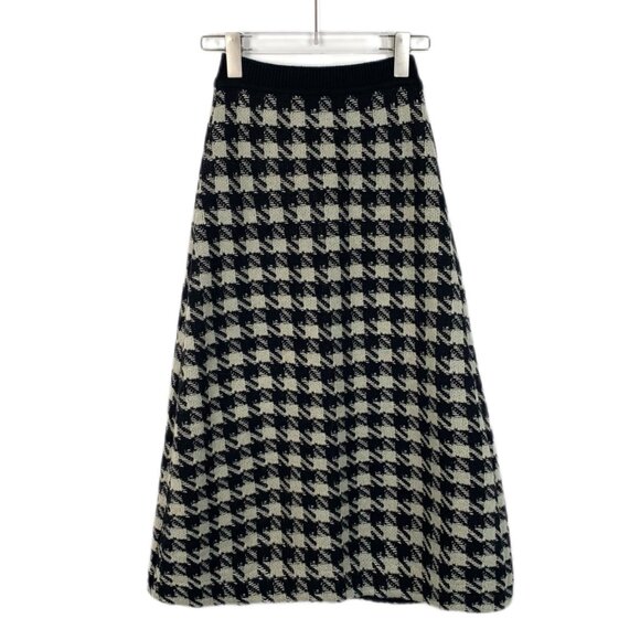 Gucci Colorblock Houndstooth Pattern Cashmere Casual Midi Skirt - Picture 1 of 7